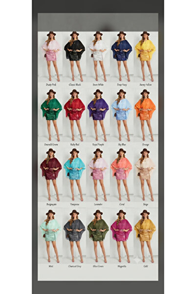 Butik2 KADİN YARASA KOLLU DÖKÜMLÜ GENİŞ TARZ CROP TÜL ŞİFON BLUZ