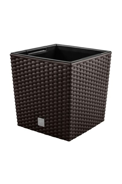 Solplant Ghiveci de flori, Prosperplast, Rato Low, patrat, imitatie ratan, ma...