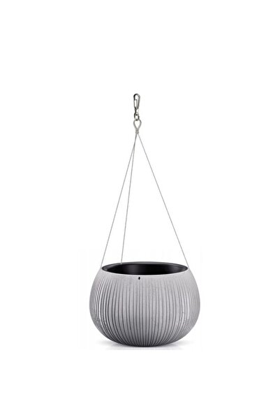 Solplant Ghiveci decorativ cu lant, rotund, gri, 2.3 L, 23.8x16.1 cm, Beton Bowl