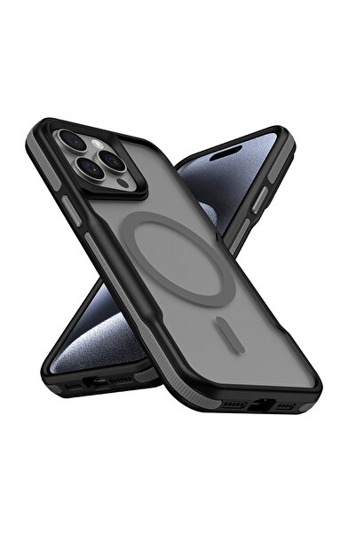 zore iPhone 15 Pro Max Kılıf MagSafe Airbag Kamera Yükseltili Silikon Mat Par...