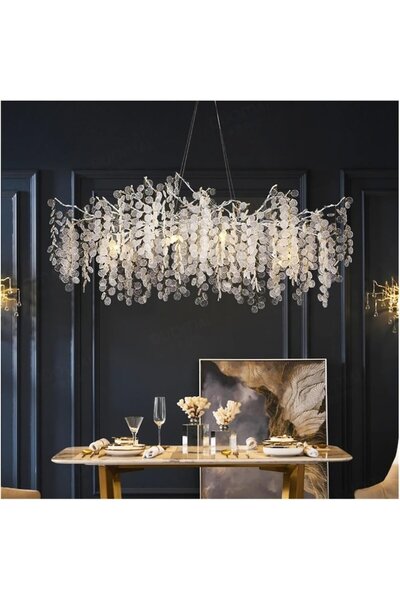 trandafi led Candelabru modern auriu de 120 cm cu globuri de sticlă, E14, înă...