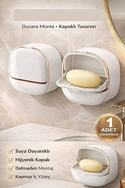 safestore Yapışkanlı Hazneli Kapaklı Katı Sabunluk Kendinden Boşaltmalı Su Tu...