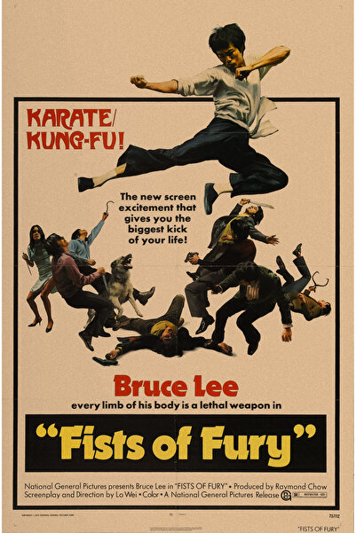Genel Markalar Bruce Lee Fists Of Fury Vintage Kraft Poster - 33x48cm