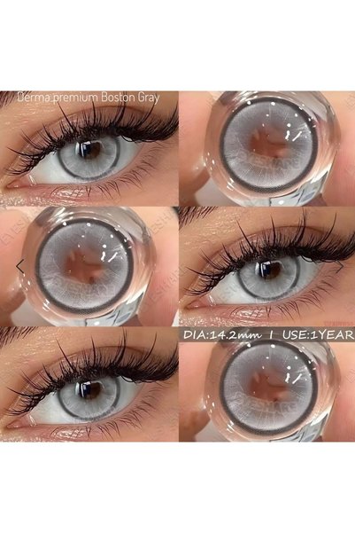 dermasuction Derma premium Boston gray1 Yıllık 12 Ay Kullanım Süreli Göz Lensi