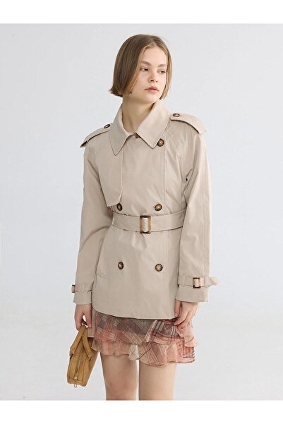 LC Waikiki Jacket Collar Belted Women's Trench Coat (W6)