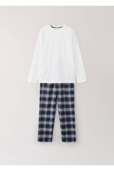 Mango Teen Pamuklu kareli pijama takımı