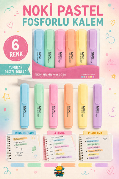 neptünstore Pastel Highlighter Marker Pen Set of 6 – Macaron Colors