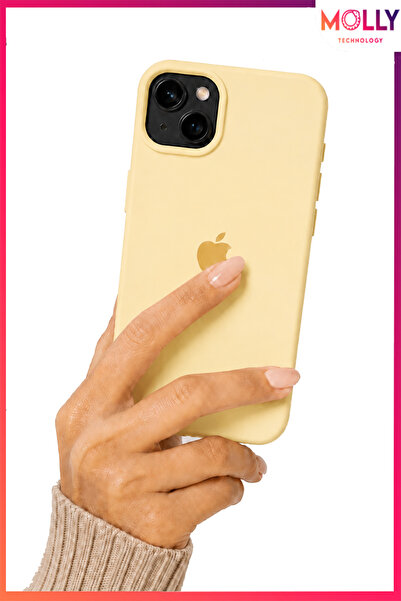 Molly iPhone 13/14 İçin Muz Sarısı Soft İçi Kadife Lansman Silikon Kılıf