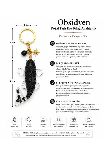 BNA Comfortstep Obsidyen Doğal Taşlı Koi Balığı Anahtarlık – El Yapımı Balık ...