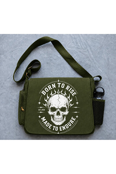 DEEFWEAR Born to Rise Skeleton Printed Unisex Messenger Bag Voluminous Postma...