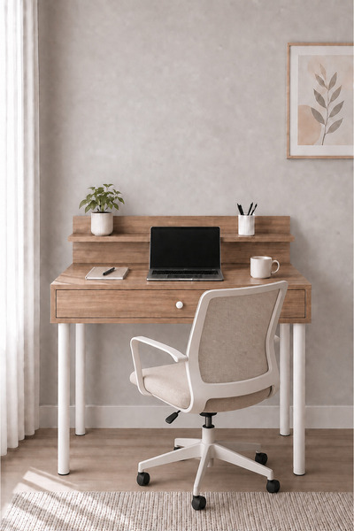 ŞEVVAL ERİM HOME MK00000078 Metal Ayaklı Çalışma Masası Çekmeceli Sepet Ceviz
