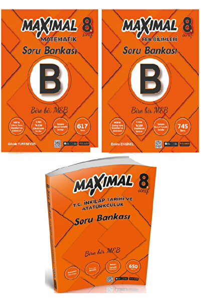 Artı Zeka Yayınları 8. Sınıf Maximal Matematik (B) + Fen Bilimleri (B) + İnkı...
