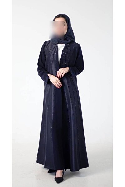 Pure Abaya عباية انسيابية بتفاصيل كريستالية - 54 - Black - بدون