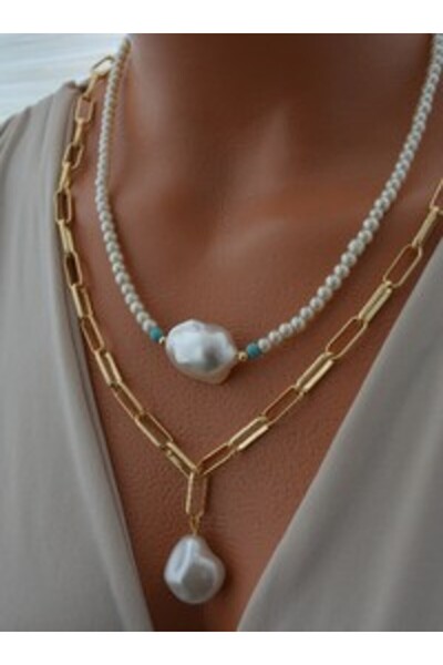 Stoneage Necklace - Gold Color -