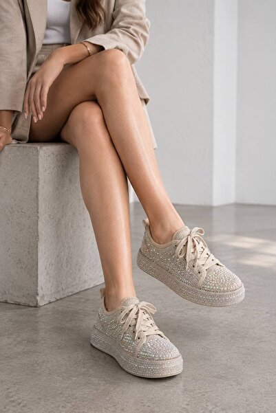 Elimery Shoes Taş İşlemeli Platform Kadın Sneaker
