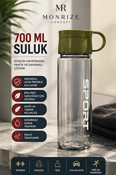 Monrize Concept 700 ML Polikarbon Suluk BPA Free Kırılmaz Dayanıklı Su Matara...