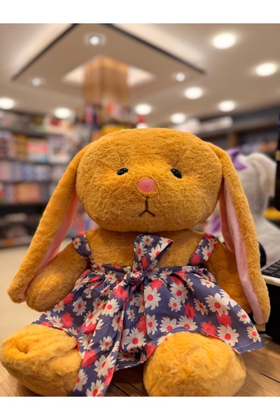 Şener Toys Sevimli Tavşan Peluş Oyuncak - Çiçekli Elbiseli Uzun Kulaklı Peluş...