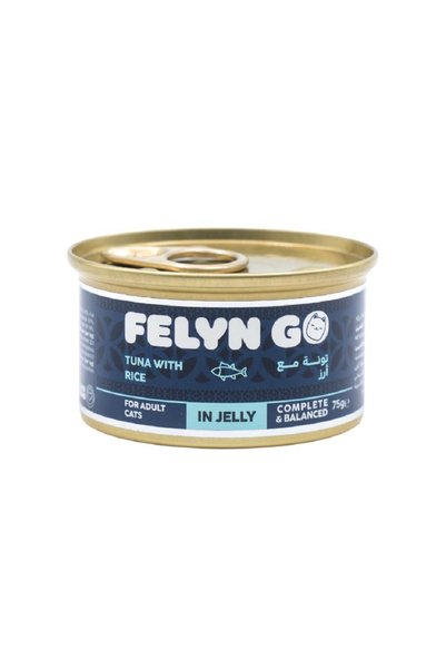 Felyn Go فيلاين قو طعام رطب بنكهة التونا مع الارز في الجيلي للقطط 75 جرام *12...