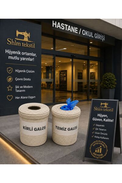 SHLM TEKSTİL 25x26 Galoş, Çöp Kovası Çok Amaçlı Sepet Saklama Kutusu Dekorati...