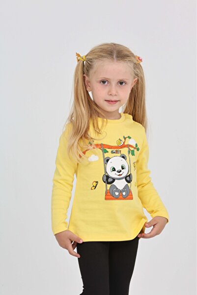 Toontoy Girl's Swinging Panda Printed Sweatshirt