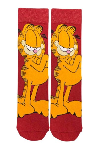 Mertinworld Garfield Soket Çorap Unisex Pamuklu Çorap