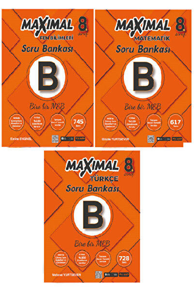 Artı Zeka Yayınları 8. Sınıf Maximal Türkçe (B) + Matematik (B) + Fen Bilimle...