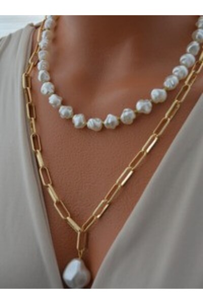Stoneage Necklace - Gold Color -