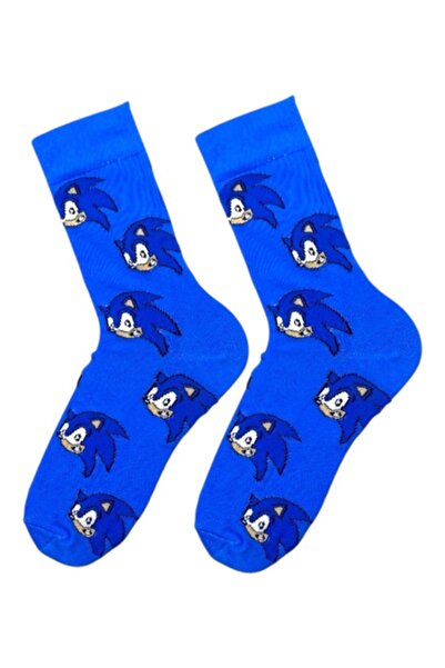 MERTİNWORLD SOCKS Mertinworld Sonic Deseni Soket Çorap Unisex Pamuklu Çorap