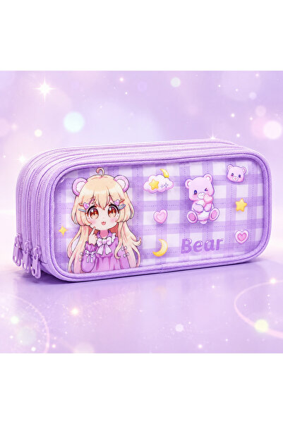 Fillikutum Kawaii Anime 3 Compartment Large Capacity Oversized Pencil Holder ...