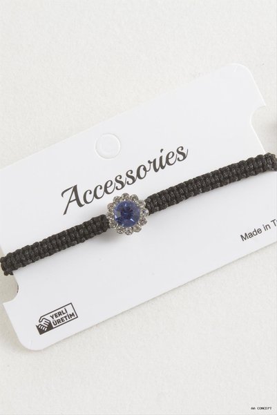 ZERO LAND CONCEPTA Macramé Bracelet with Flower-Shaped Beads (205523) Blue