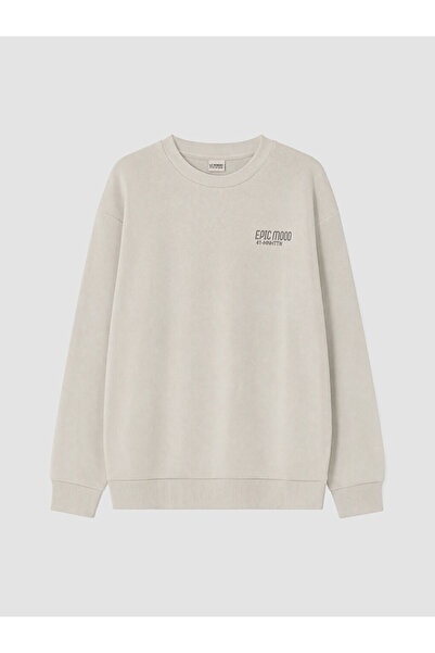 LC Waikiki Gray Printed Boys' Thick Sweatshirt