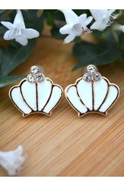 Stoneage Crown Earrings Mineli - White -