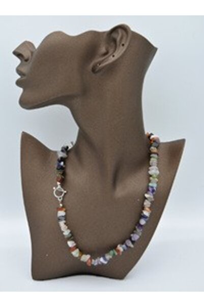Stoneage Natural Stone Lock Necklace - Multi-Colored -