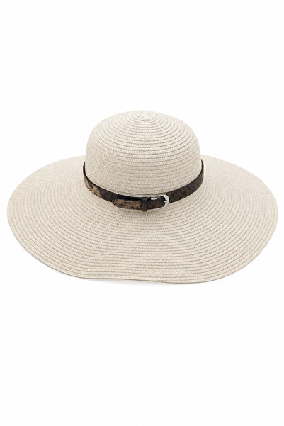 Jack Ferrero Wide Brim Straw Beach Hat with Belt Detail Summer Sun Hat