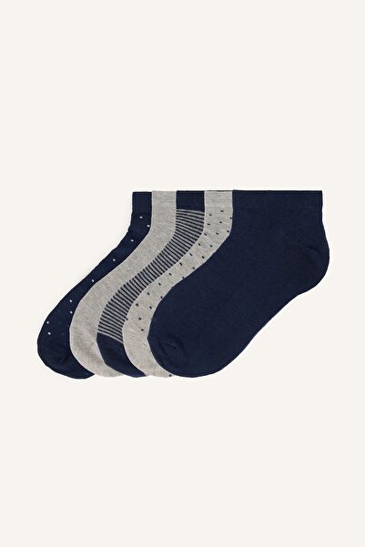 DeFacto Men's Set of 5 Patterned Cotton Booties Socks I4831Axns