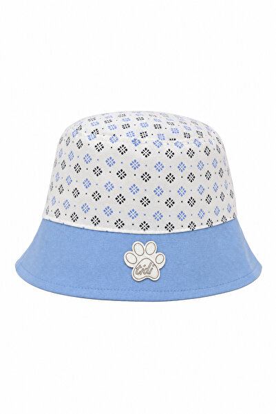 Jack Ferrero Patterned Bucket Hat Blue White Paw Summer Children's Sun Hat