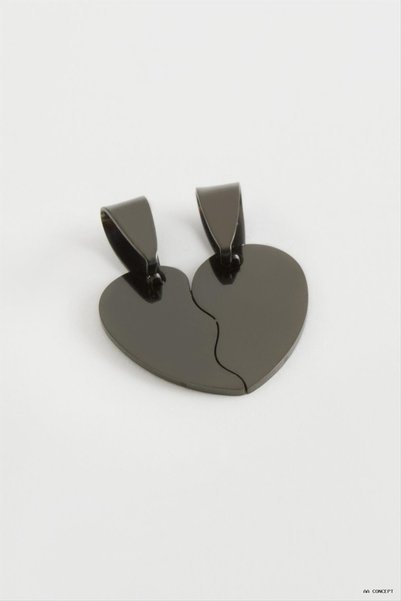 ZERO LAND Concepta Heart Name Engravable Double Steel Pendant 2 (15426) cm Black