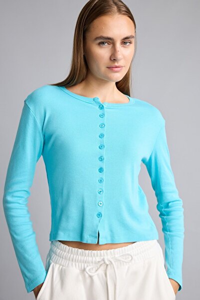 DeFacto Slim Fit Bisiklet Yaka Düğmeli Ribana Uzun Kollu Basic Hırka I9576AX26AU