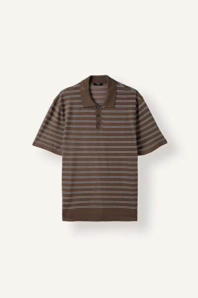 DeFacto Standard Fit Striped Knitwear Short Sleeve Polo T-Shirt H8966Ax26Au