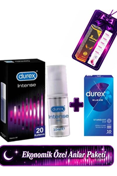 Durex İntense Kadınlara Hassas Bölge Jel 10 ml+10'lu Klasik Prezervatif-5xHij...