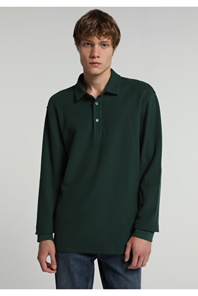 Colin's Tricou verde cu mânecă lungă pentru bărbați, cu guler polo și croială...