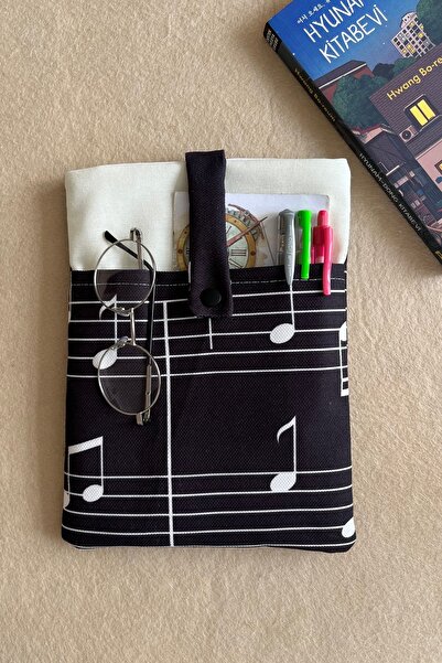 Generic Brand Fabric Book Cover with Pockets, Music-Themed, Gift for Music Lo...