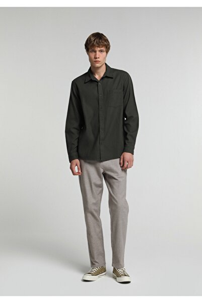 Colin's Regular Fit Shirt Neck Düz Erkek Yeşil Uzun Kol Gömlek