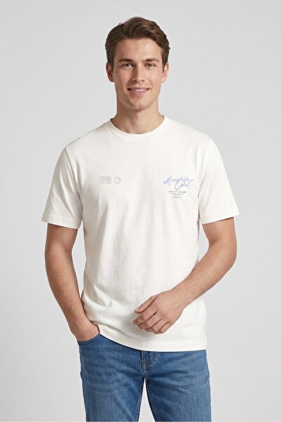 883 Police Men Crew Neck Short Sleeve Graphic Print T-Shirt, White