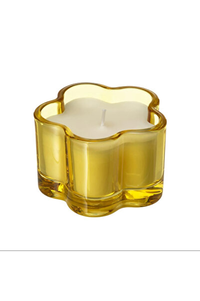 IKEA MORKULLA bardakta kokulu mum , sarı, 12 saat, leylak
