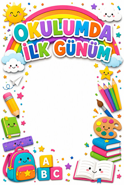 Rabadon Okulumda İlk Günüm Fotoğraf Çekim Brandası 100x150 cm | İlkokul Anaok...