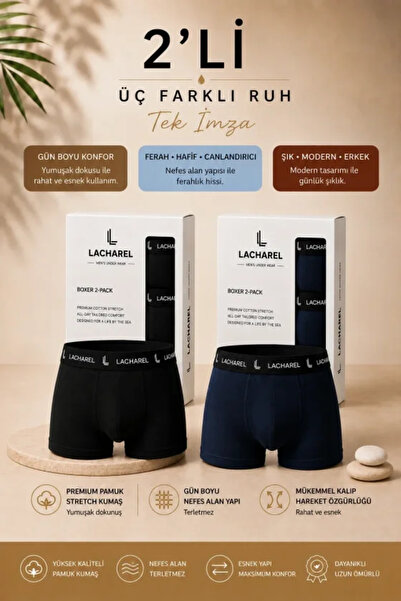 Veraura Lifestyle Men's lycra cotton breathable jersey boxer 2-pack - black -...