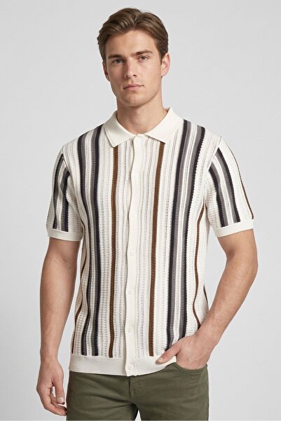 Highlander Men Relaxed Fit Stripe Short Sleeve Casual Shirt, Multicolor