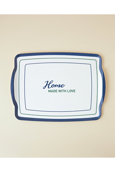 English Home With Love Melamin Kaydırmaz Tepsi 42x31 cm Lacivert – Yeşil