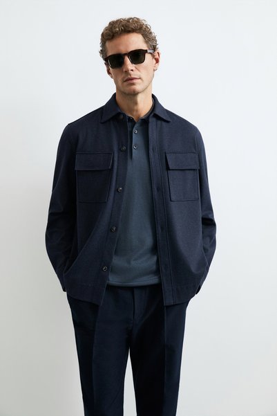 Lufian Moner Men's Slim Shirt Jacket Regular Fit Navy Blue